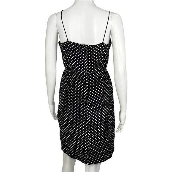 J. Crew Black White Polka Dot Silk Spaghetti Strap Mini Dress Size 4 - Picture 3 of 7